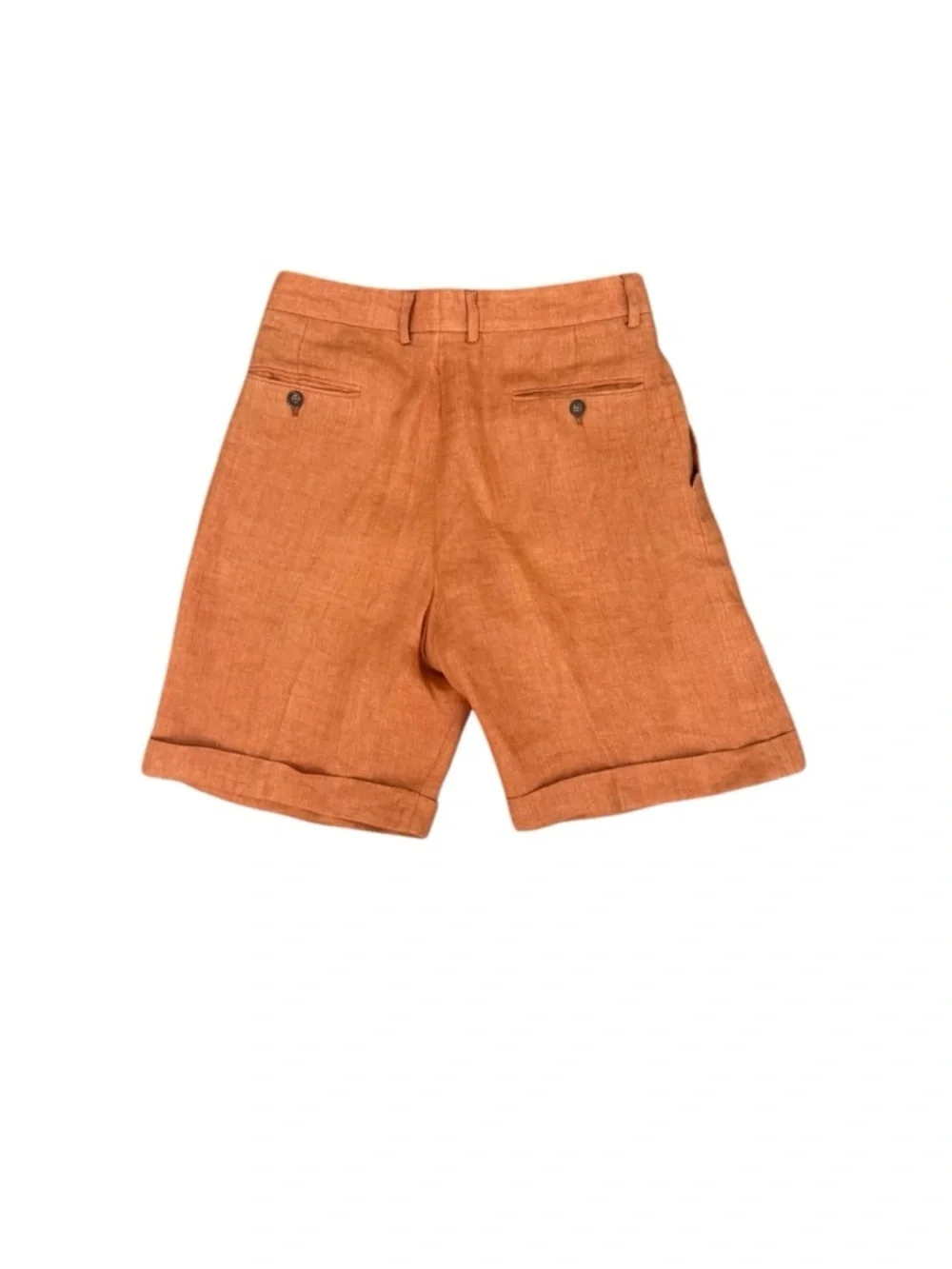 Ike Behar New York Orange Pleated Linen Shorts Size 36